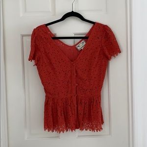Anthropologie lace peplum top